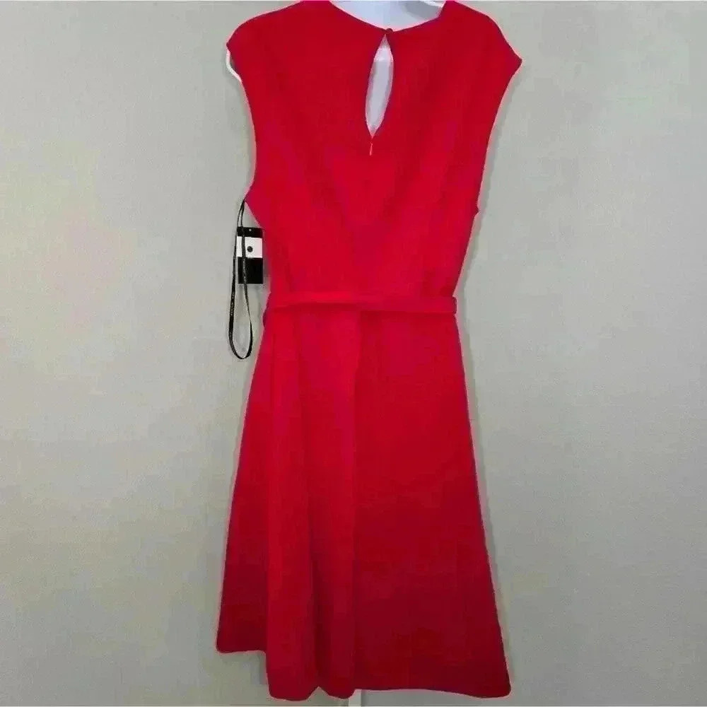 Tahari ASL Pleated-neck Sleeveless fit & flare dress NWT SZ 14 Cocktail dress - Picture 6 of 11